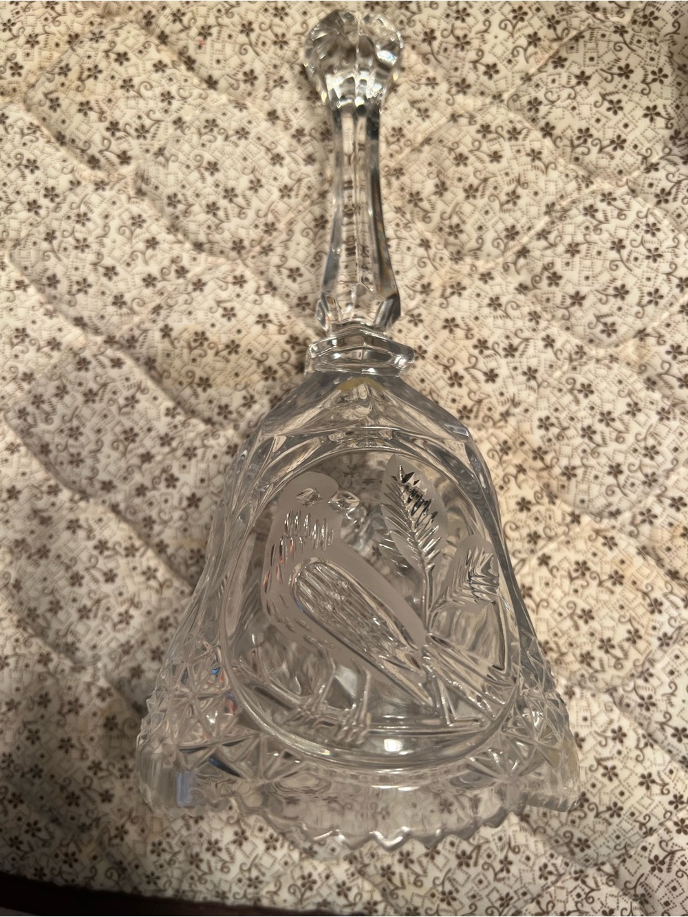 Hofbauer Byrdes Cut Crystal Bell with Bird Motif - Clear